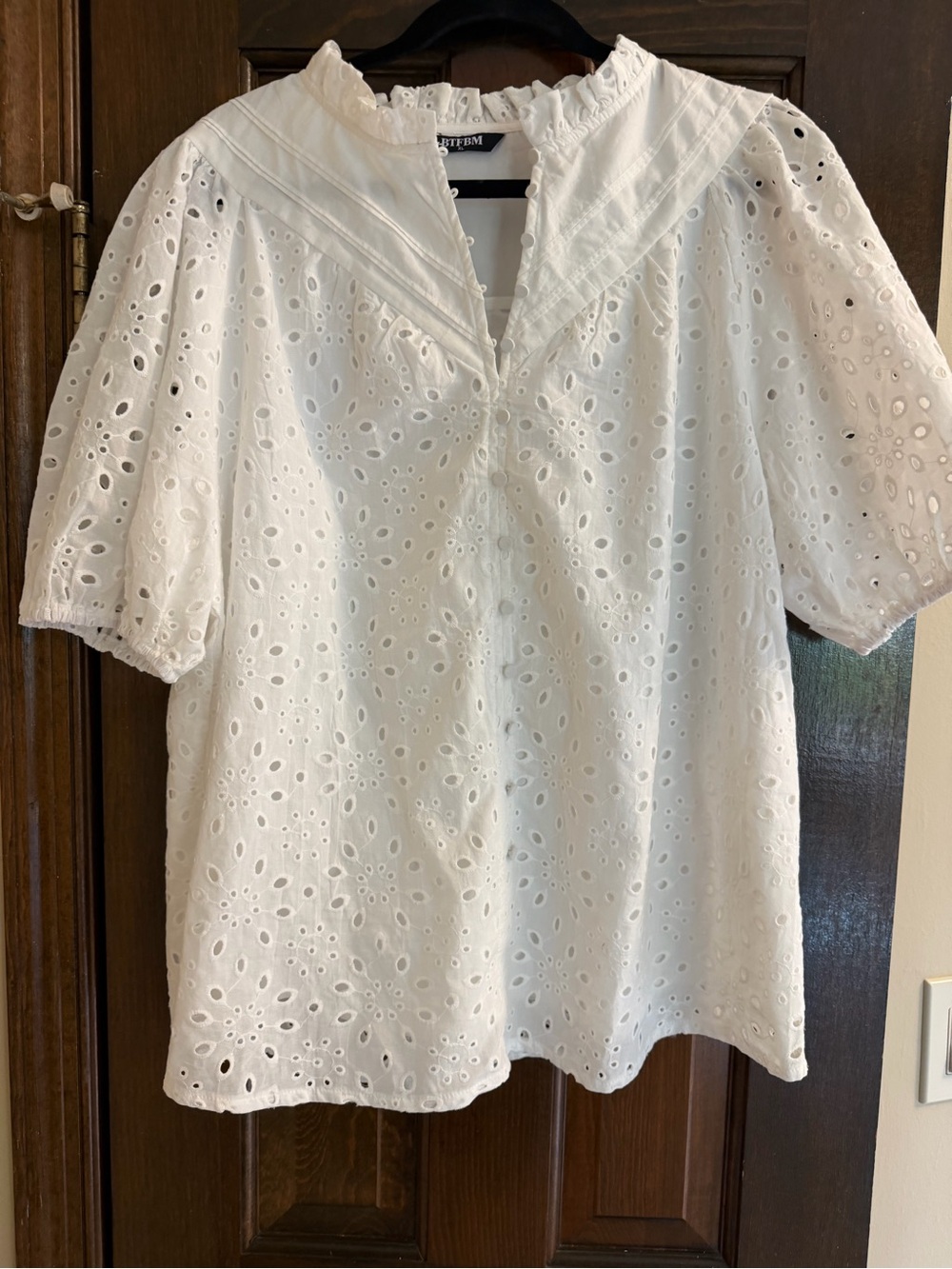 White Eyelet Blouse NWT Size XL